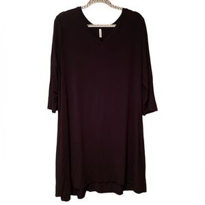Mittoshop Black Swing Dress Size XL V Neck 3/4 Sleeves